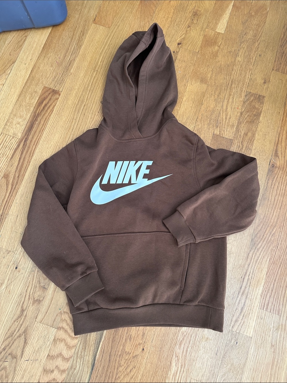 Kids Nike Brown Crewneck Hoodie with white Swoosh